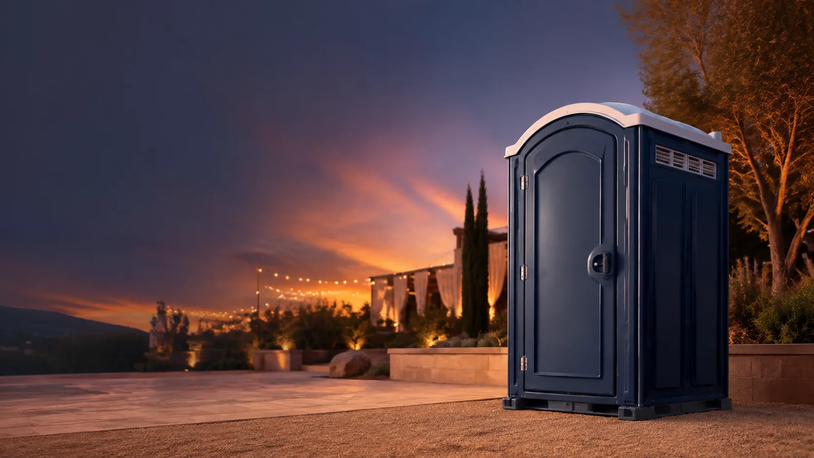 Portable restroom shown for rental planning in San Francisco, CA
